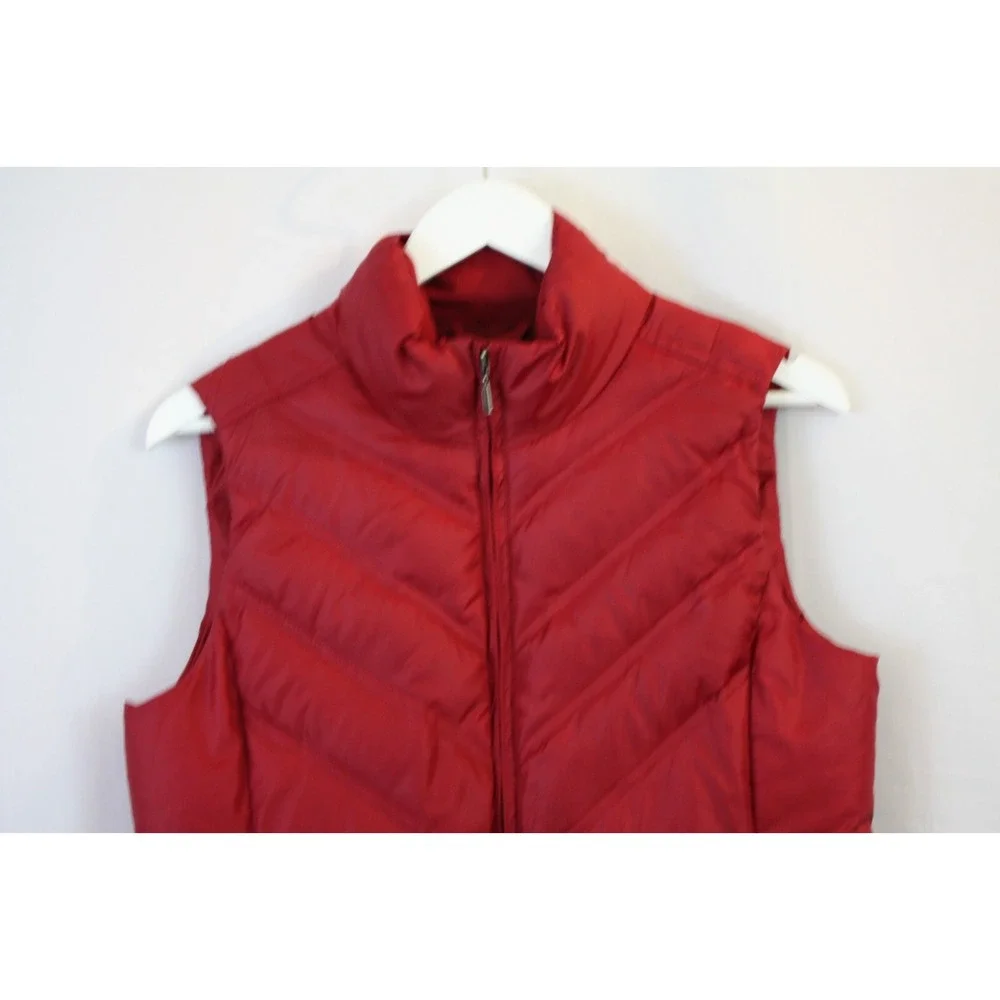 Eddie Bauer Vest Womens Medium Red Premium Goose Down Lightweight Zip Pockets